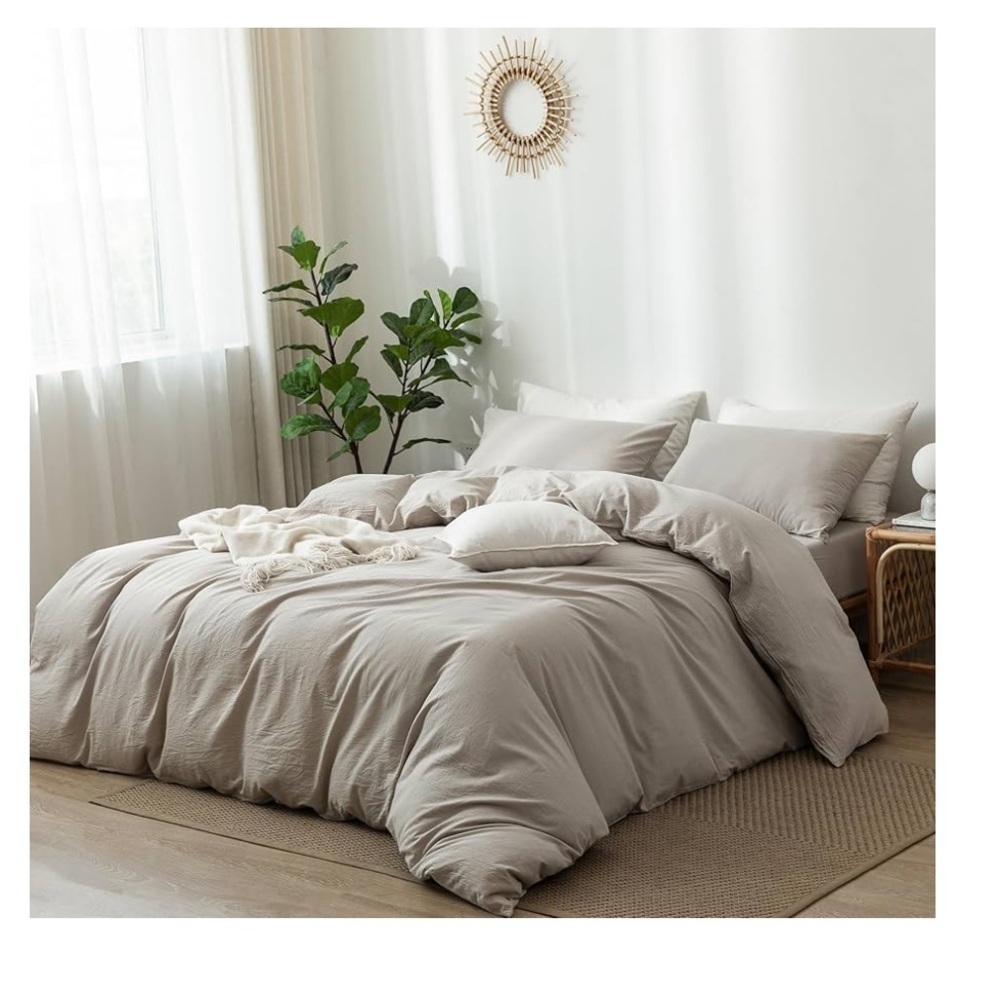 Duvet Cover Set Gray Size Queen Home Bed Covers